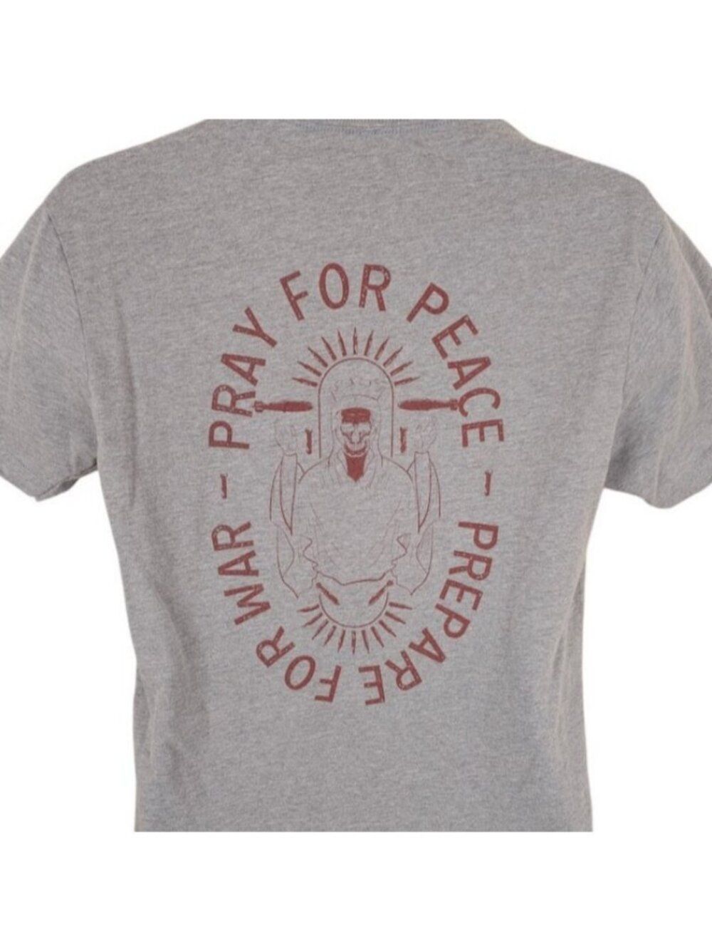 Combat Iron T Shirt Mens Size Medium Gray Pray For Peace Prepare For War USA